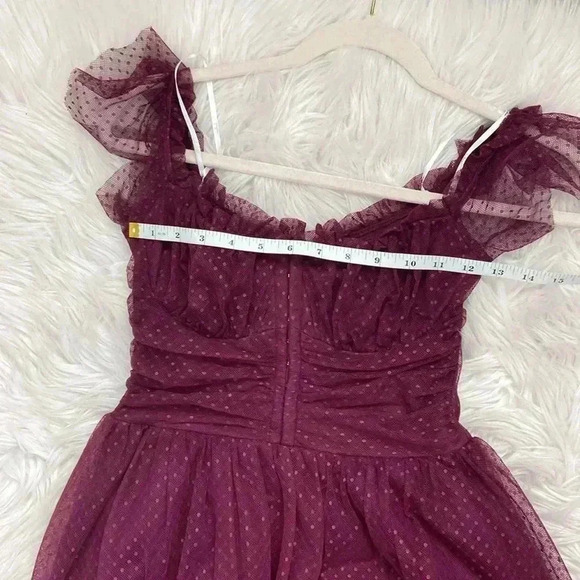 Lulu’s Burgandy Tulle Corset Dress size S - Picture 7 of 8